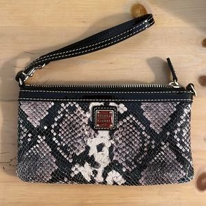 Dooney & Bourke Black Patent Leather & Snakeskin Wristlet. New without tags